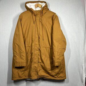Old Navy Jacket Mens 2XL Brown Sherpa Lined Hooded Parka Coat Warm Pockets